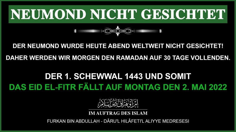 NEUMOND NICHT GESICHTET! EID EL-FITR AM MONATG!