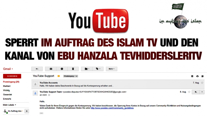 YOUTUBE SPERRT UNSERE KANAELE!